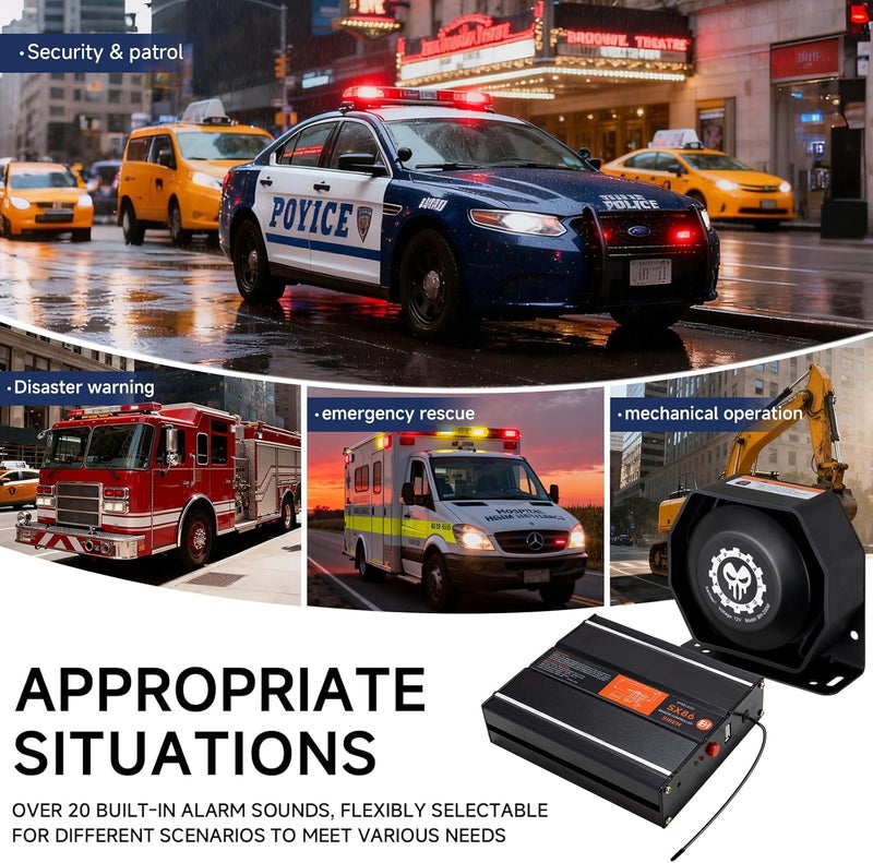 banhao Warning Emergency Siren 12V Police Siren Speaker PA System Kit 200W 125-150dB Remote Control with Handheld Microphone for Car Ambulance Vehicles Fire Truck SUV ATV UTV - Image 4